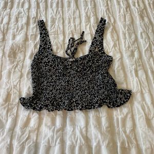LA hearts black floral top